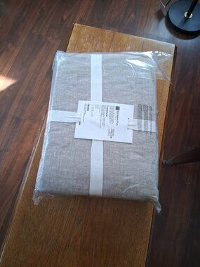 Crate & Barrel Grey Full/Queen Natural European Flax Linen Duvet Cover ONLY